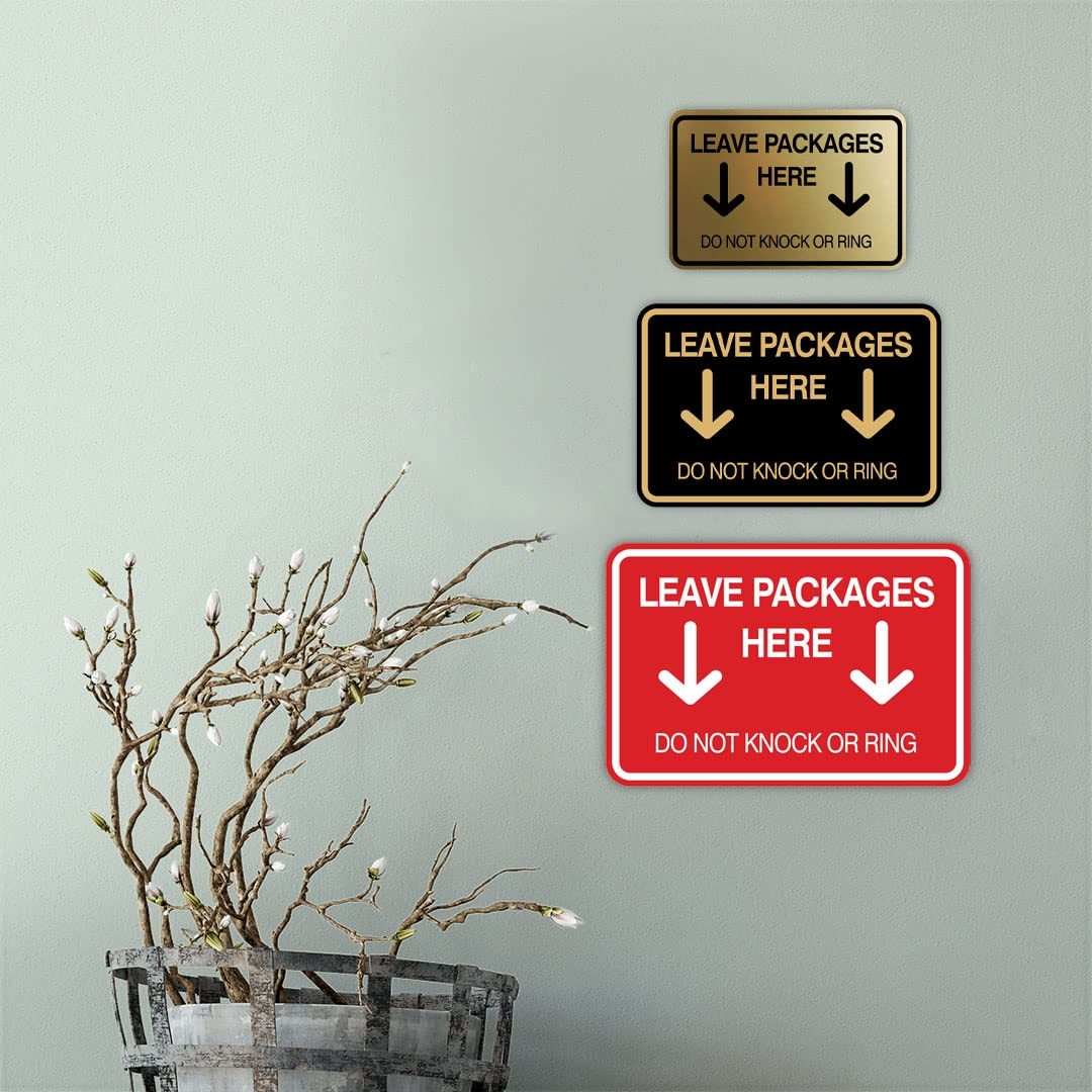 Classic Framed Leave Packages Here Do not Knock or Ring Entrance Wall Sign