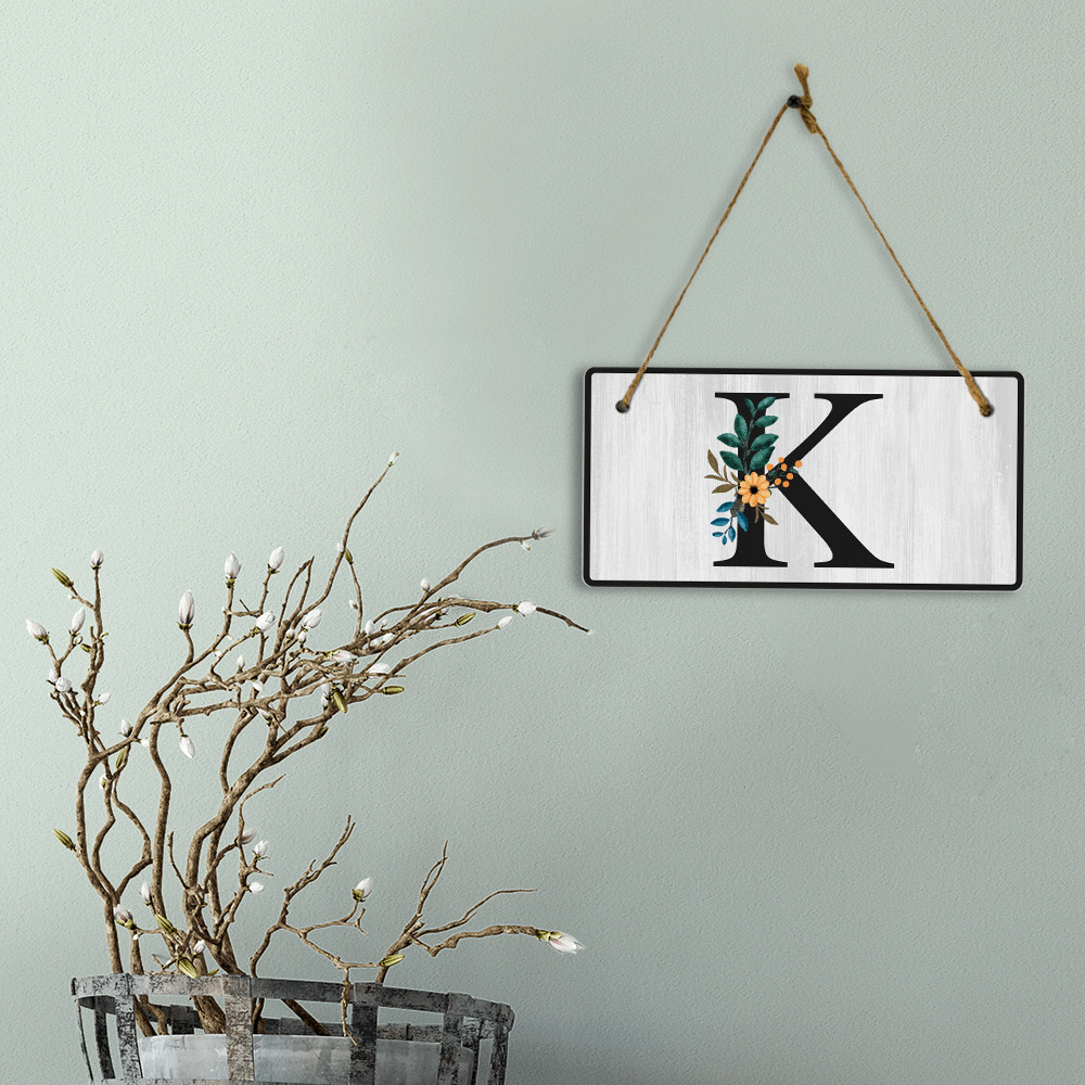 K Flower Decor 5×10 Hanging Wall or Door Sign | Alphabet Letter Room Decoration