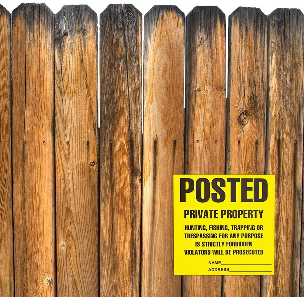Heavy Duty Posted Signs – No Hunting or Trespassing (Yellow, 11&Prime; X 11&Prime;, 100 Pack