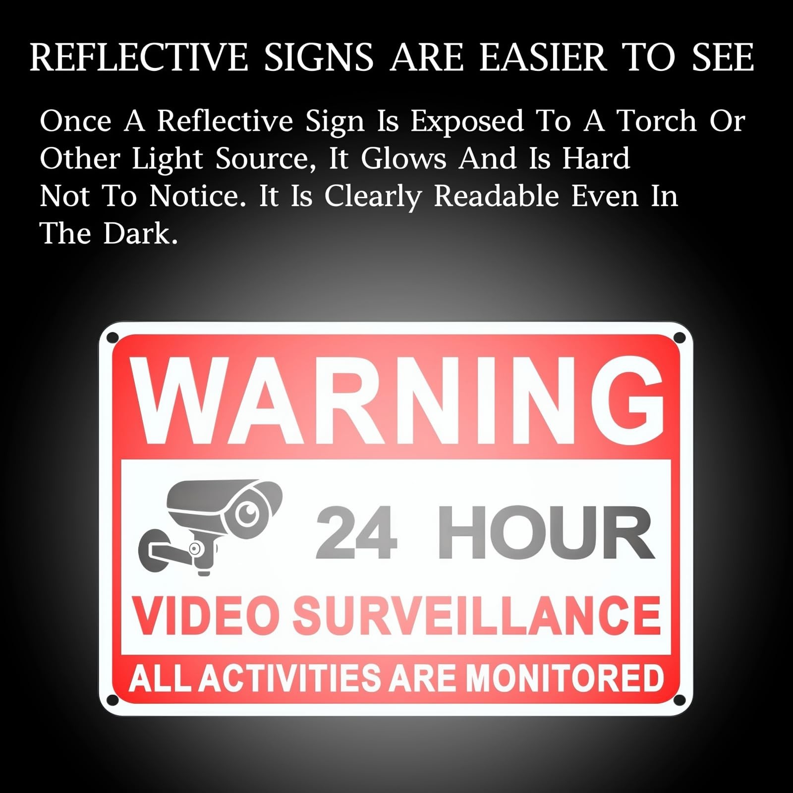 4 Pack Large Warning Security Cameras In Use Metal Sign for House Business
