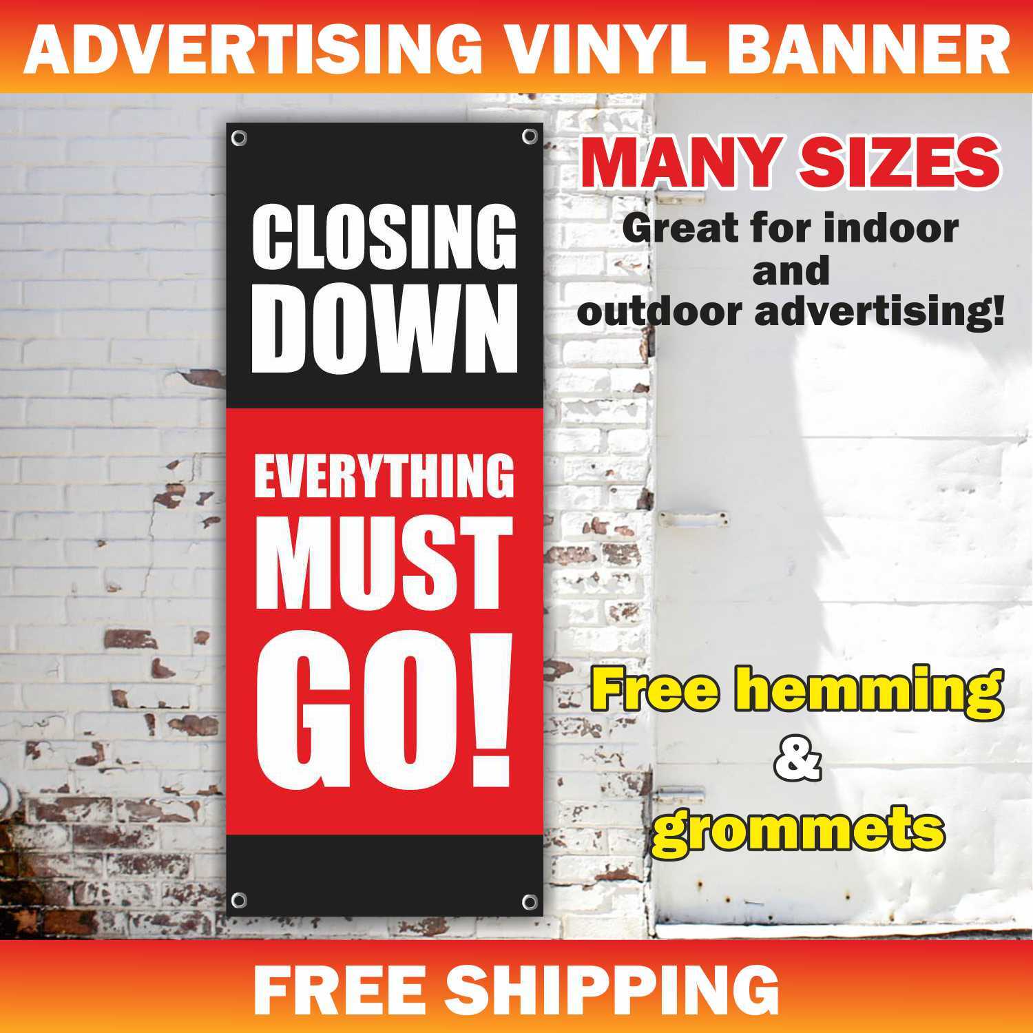 CLOSING DOWN EVERYTHING MUST GO Advertising Banner Vinyl Mesh Sign Sale shop