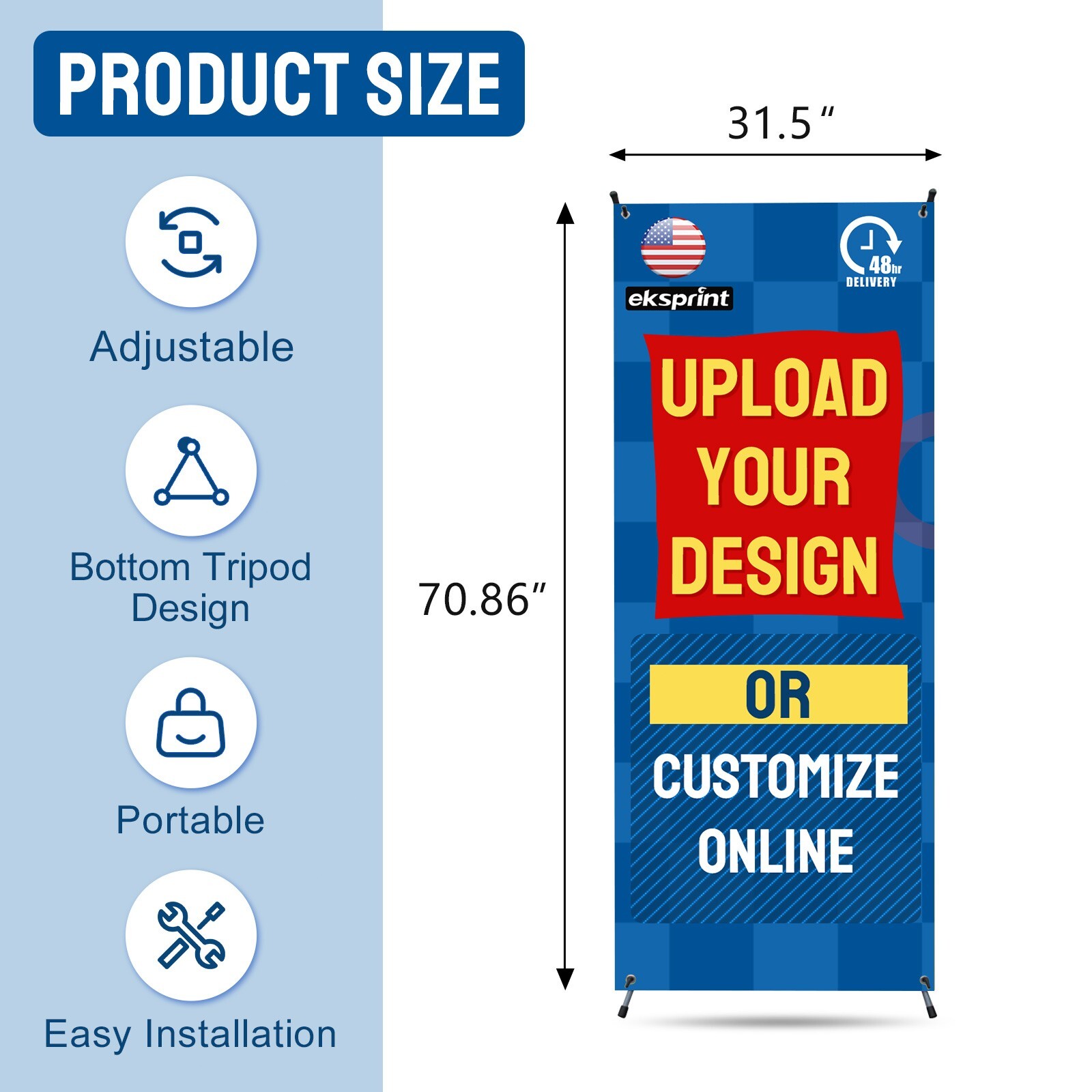 Custom retractable X-Banner Stand with Customized Banner for Business Display