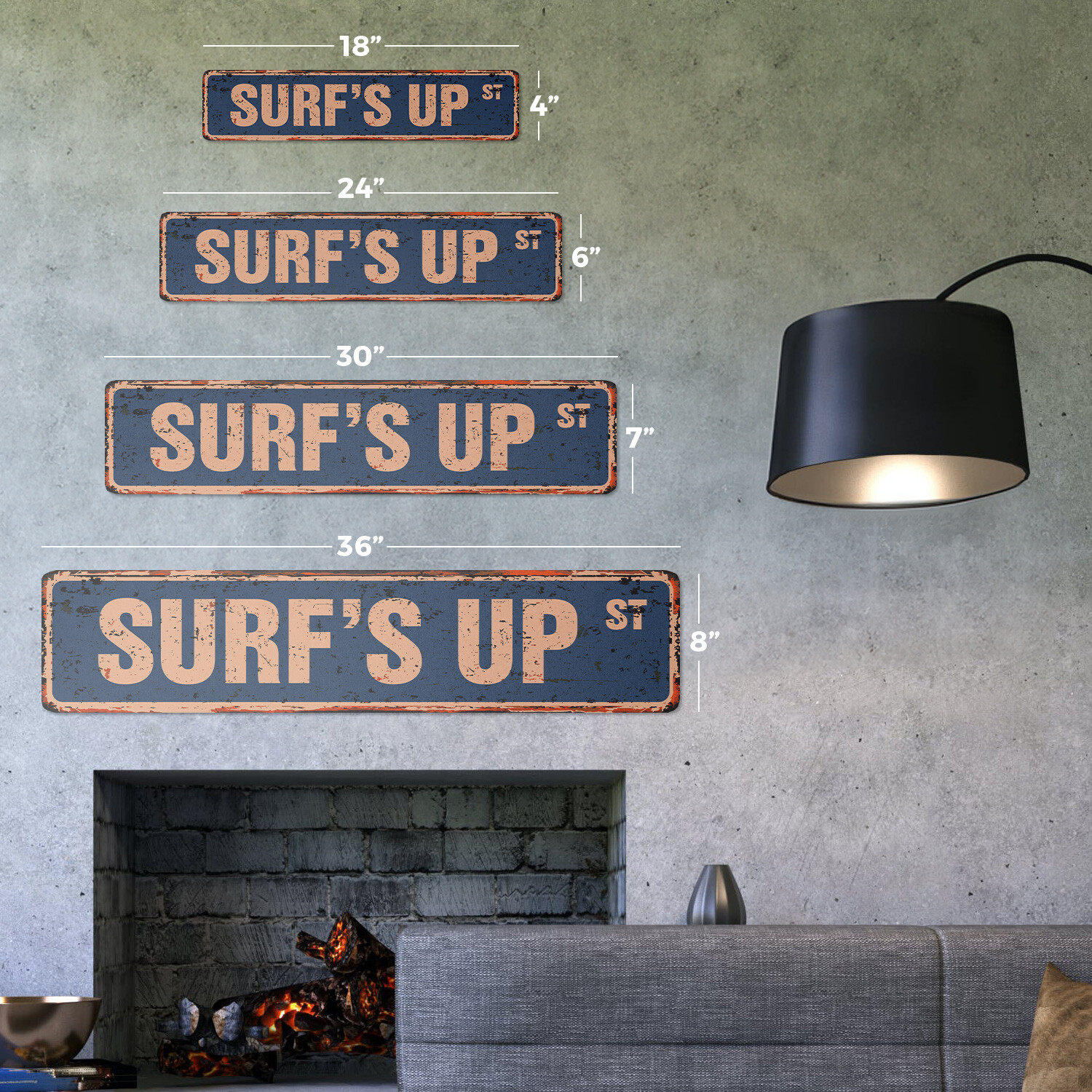 SURF&rsquo;S UP Vintage Street Sign Metal Plastic surfer surf board wax surfboard