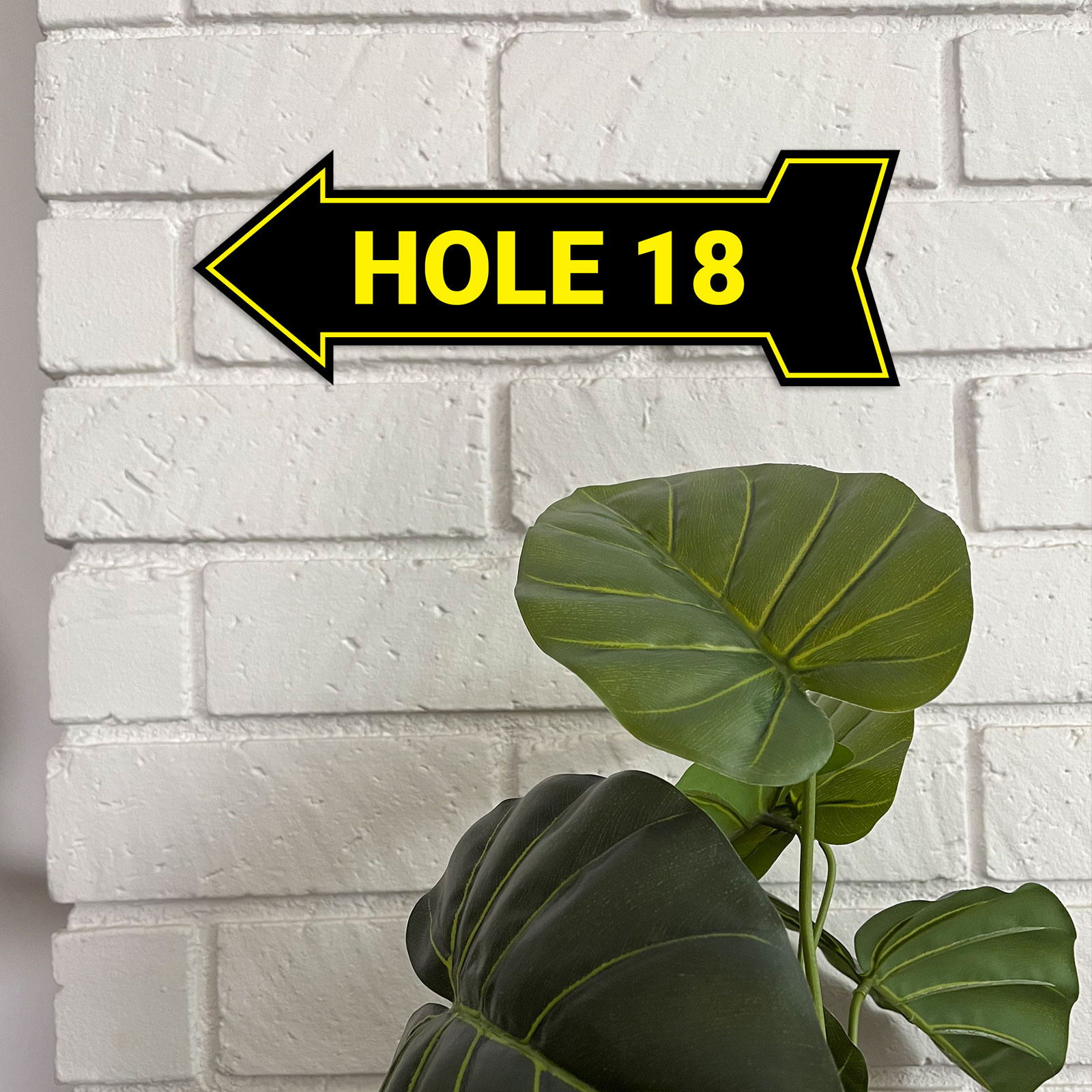 Arrow Shape Hole 18 12×4&Prime; Wall or Door Sign | Golf Signage
