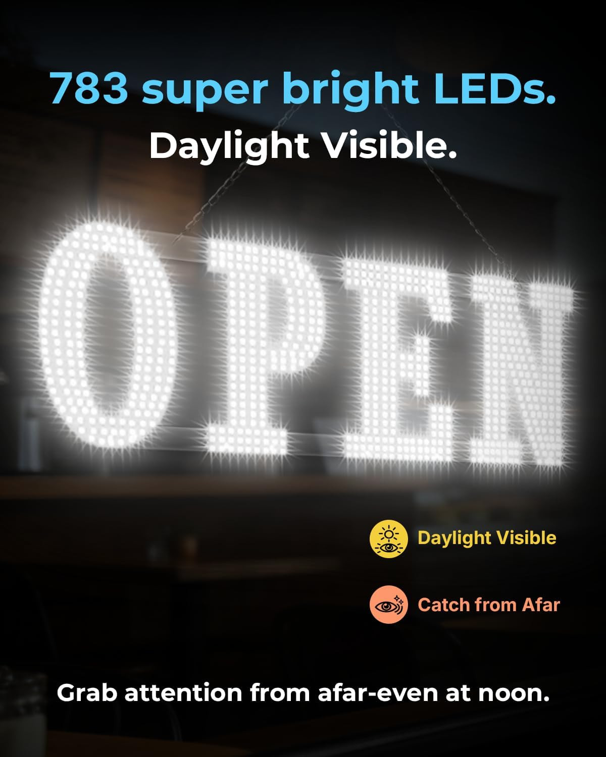 Jumbo 40&Prime;x14&Prime; LED Open Sign with Timer & Remote for Storefronts & Cafes