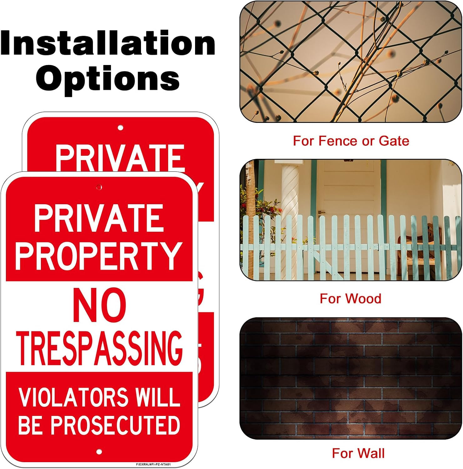 No Trespassing Signs Private Property, 12&Prime; X 18&Prime; Vertical 2 Pack, LED Night Glow