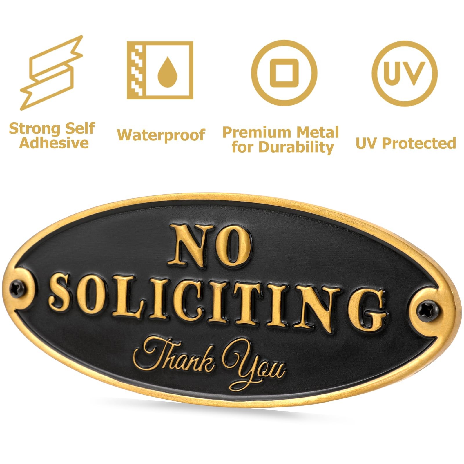 Brass No Soliciting Sign for House Office – No Soliciting Sign for Front Door- M