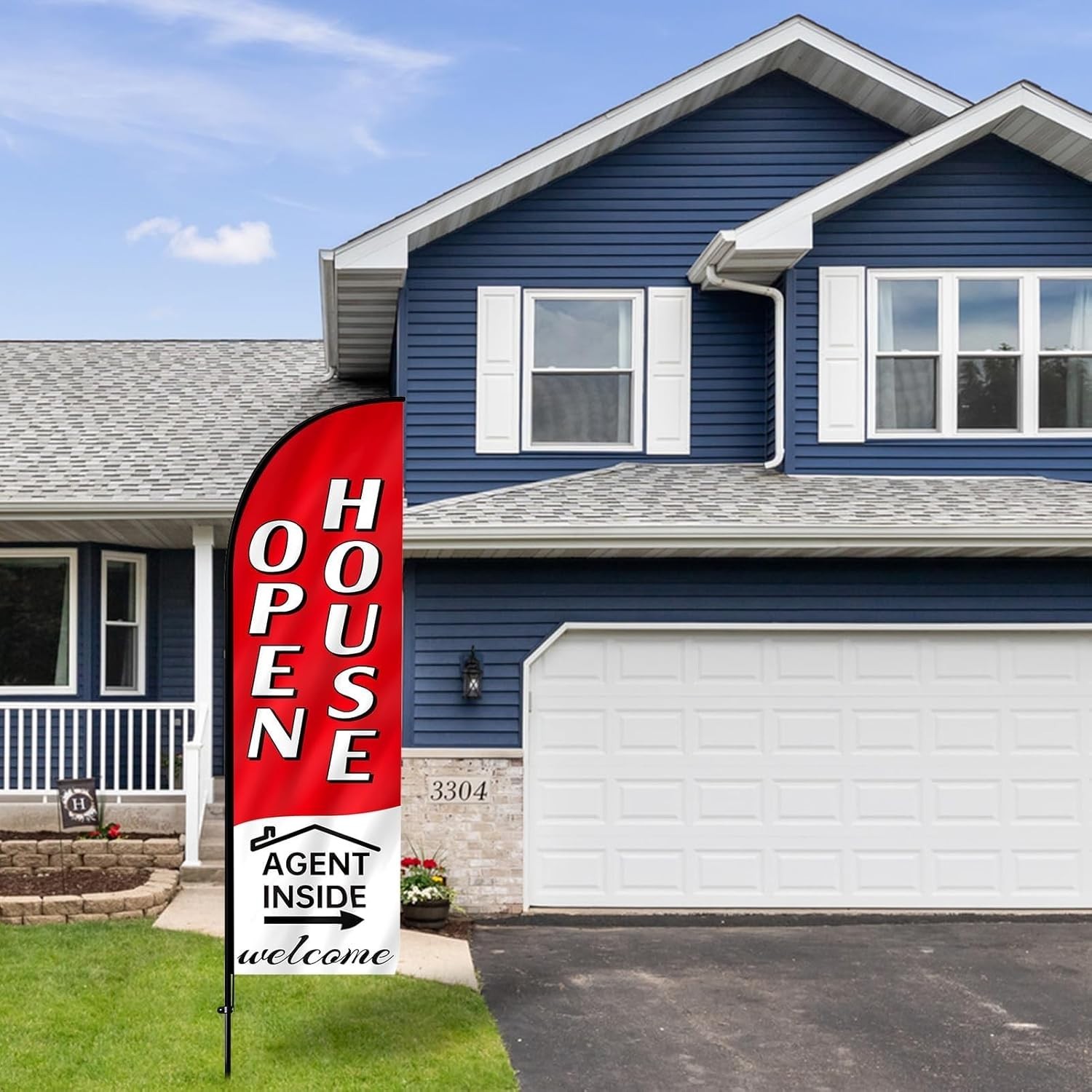 7.9FT Open House Signs for Real Estate Agents,Business Open House Flag and Po…