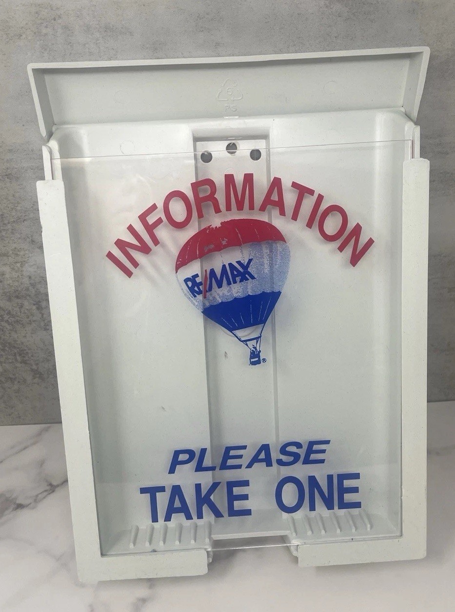 Real Estate Brochure Box Re/Max Flyer Holder Information Please Take One Plastic