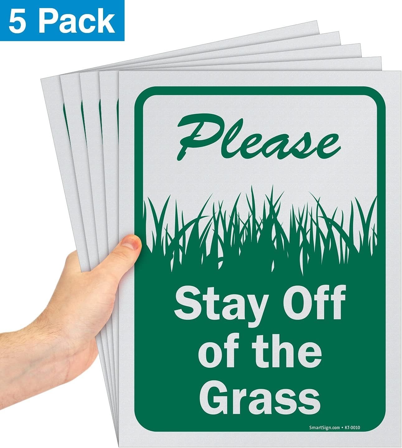 Pack of 5 12 x 9 inch “Please Stay Off The Grass” Sign, Screen Printed, 10 mi…