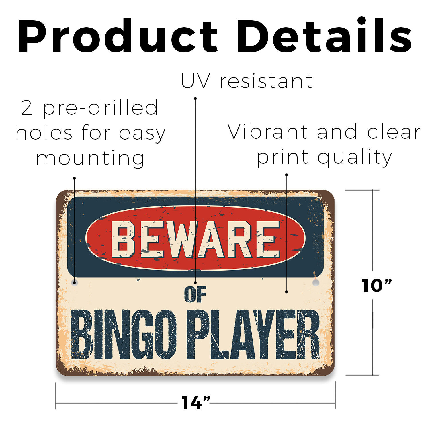 Bingo (3 Pack) Plastic Street Sign Crossing Warning Vintage Rustic Beware