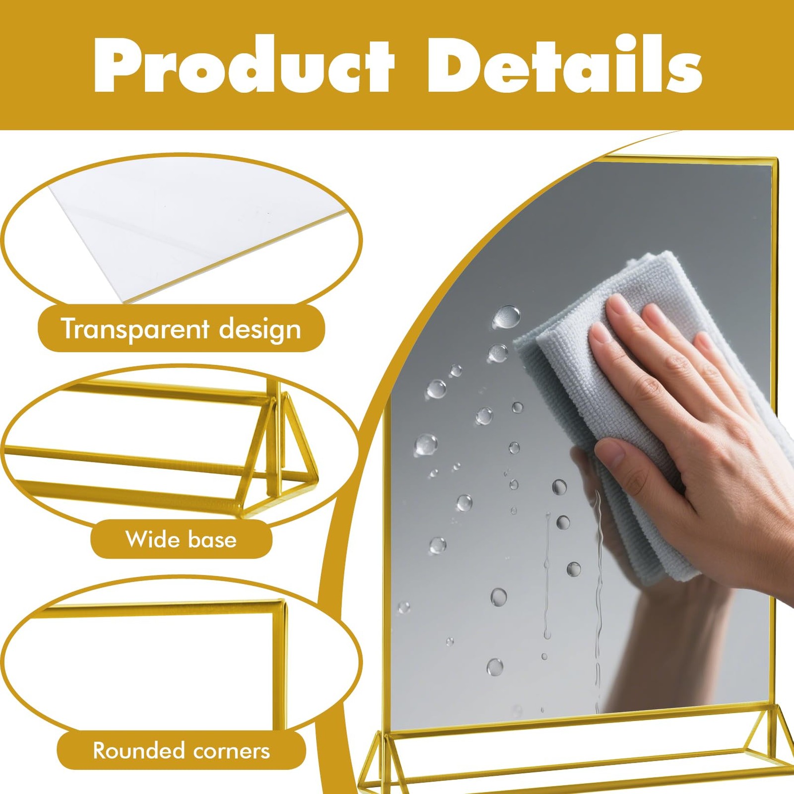 Loccmat Acrylic Sign Holder 8.5X11,Double Sided Gold 8.5×11 inches, clear