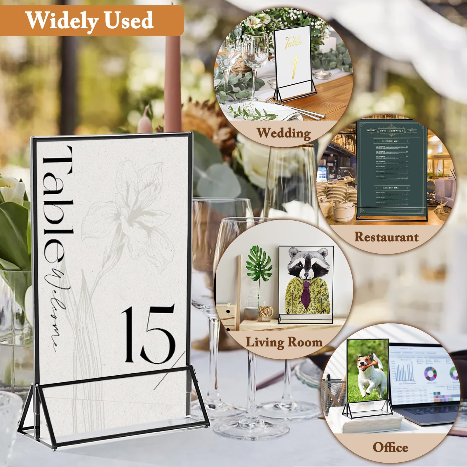 Floroom 12 Pack 4×6 Inch Clear Acrylic Sign Holders, 4&Prime; x 6&Prime;- 12 Pack, Black