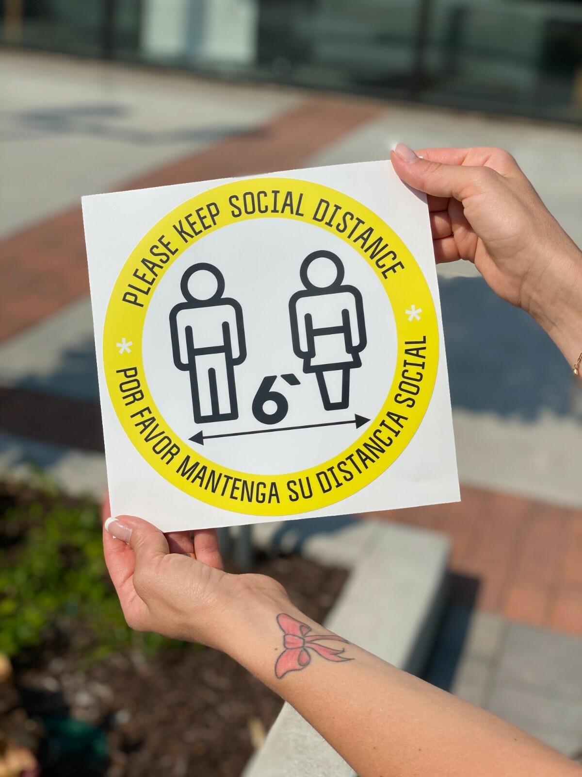 Social Distancing Floor Sign Carpet 5 Pack Plus Face Mask Window Sticker
