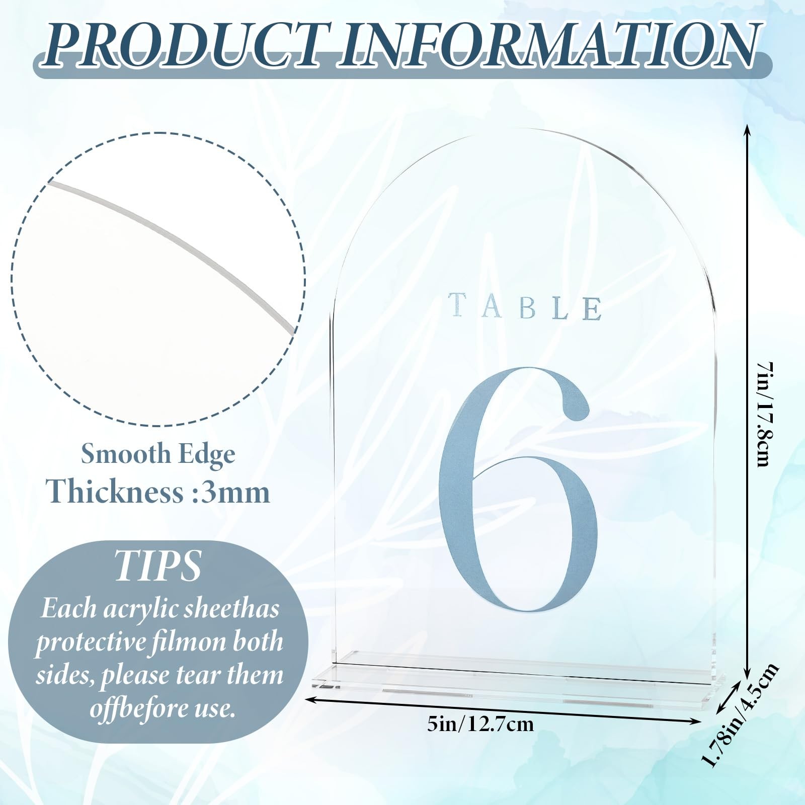 BrightRow 15 Pcs Frosted Arch Wedding Table Numbers with Stands 1-15, 5&Prime;x7&Prime; A…