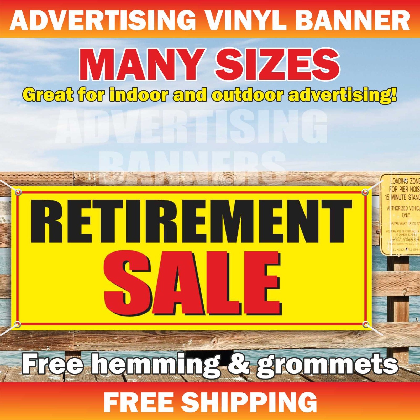 RETIREMENT SALE Advertising Banner Vinyl Mesh Sign Retiring holiday discount fix