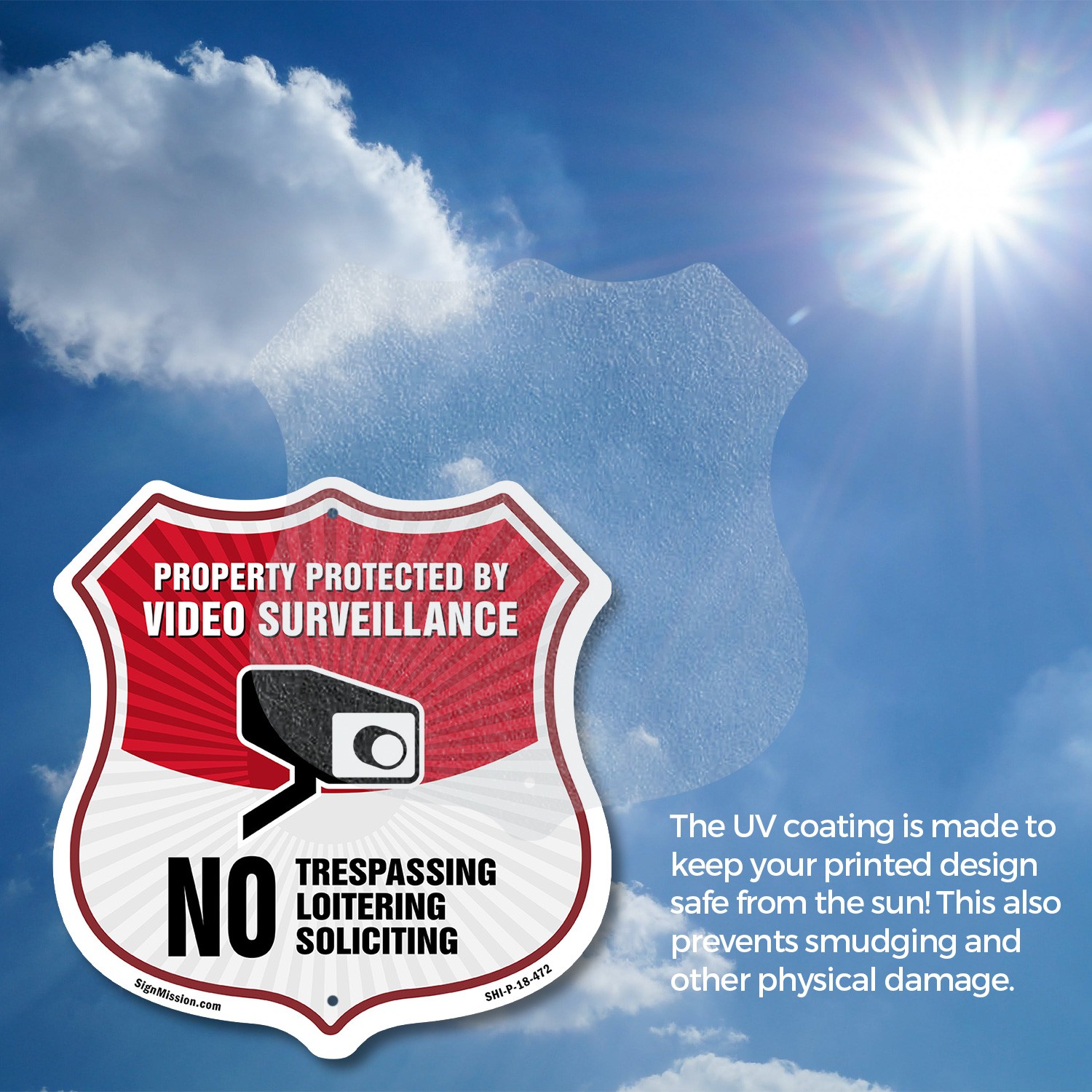 Video Surveillance Shield Sign Property Protected By Video S Shield Shaped Sign