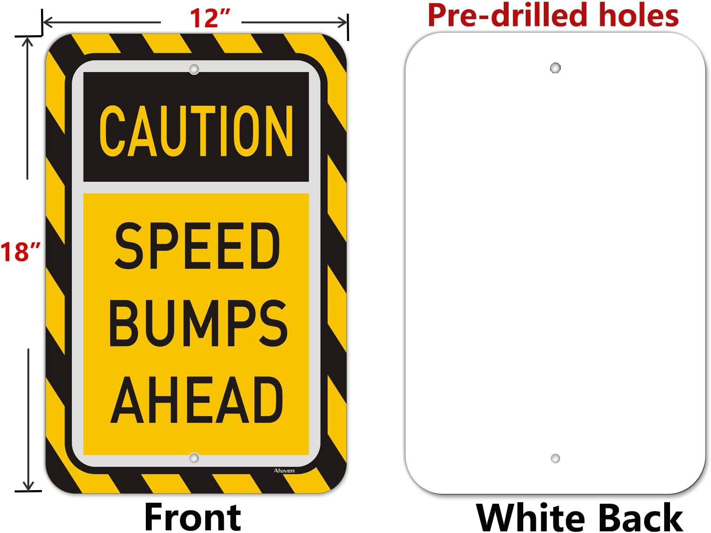 Speed Bumps Ahead Signs – 2 Pack Reflective Metal, 18&Prime;x12&Prime;, Rust Free
