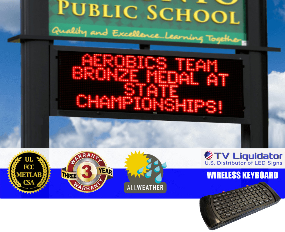 119&Prime; x 36&Prime; Outdoor Programmable LED Signs ~ UL, MET, CSA, FCC – TV Liquidator