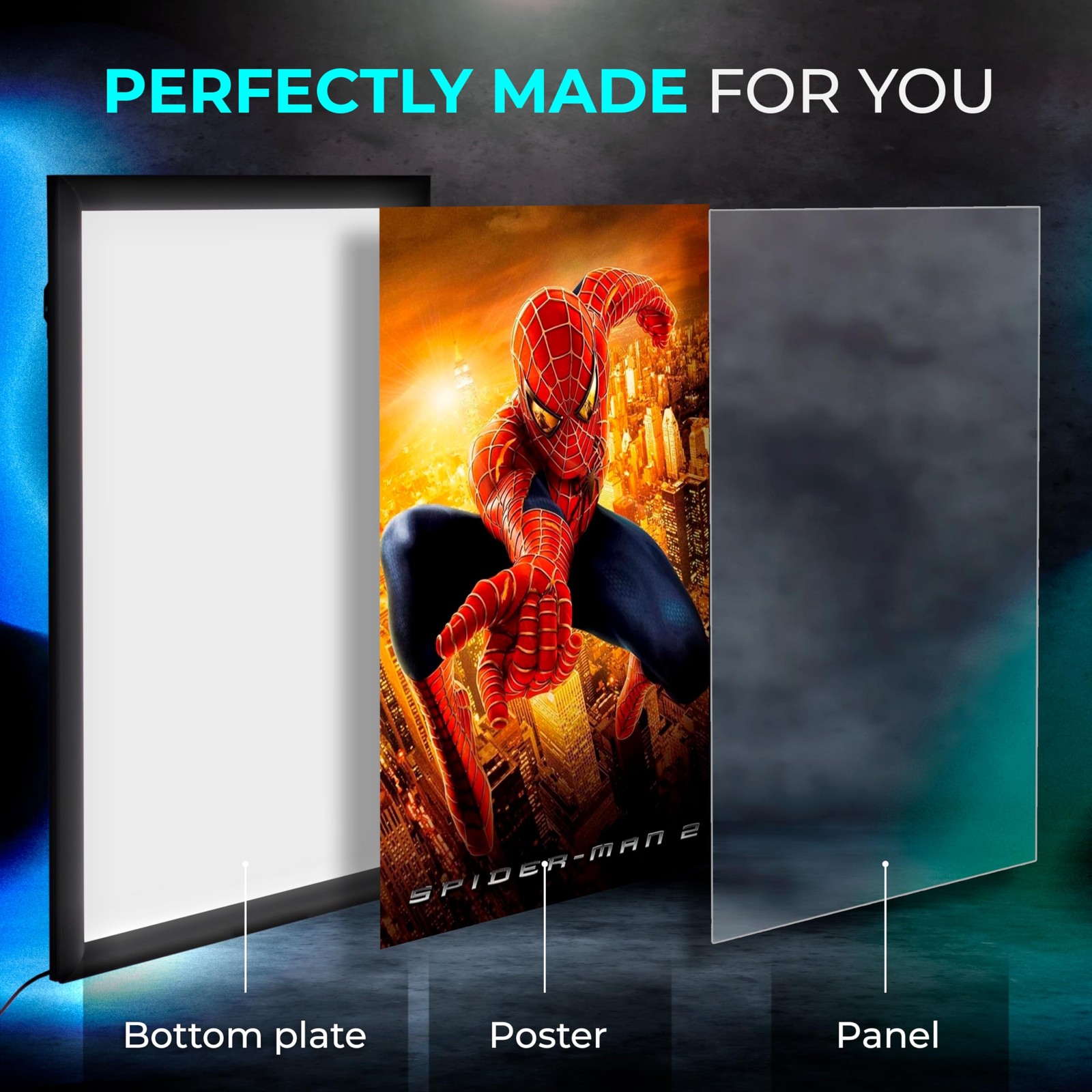 NexaFrame LED Backlit Movie Poster Frame – 24 x 36 Black Cinema Box for Poste…