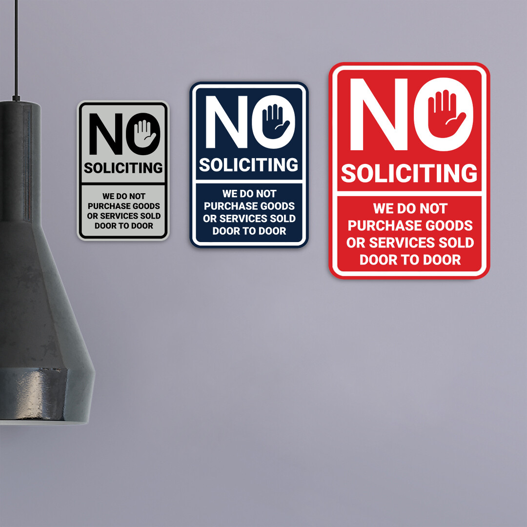 Portrait Round No Soliciting We Do Not Purchase Goods or Services Sold Door Sign