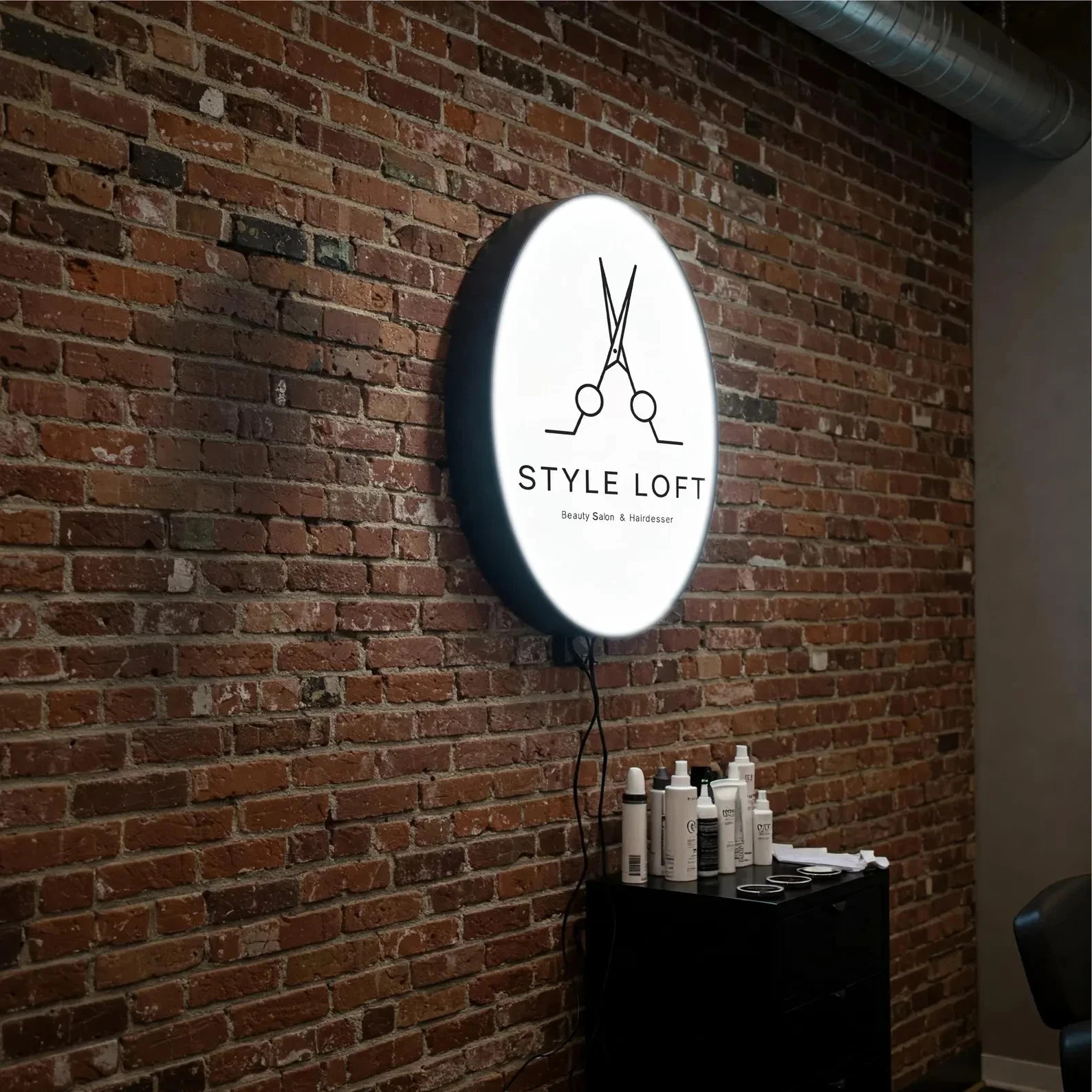 Custom Round Acrylic Aluminum Light Box Sign Logo Non Front Back Front&Back