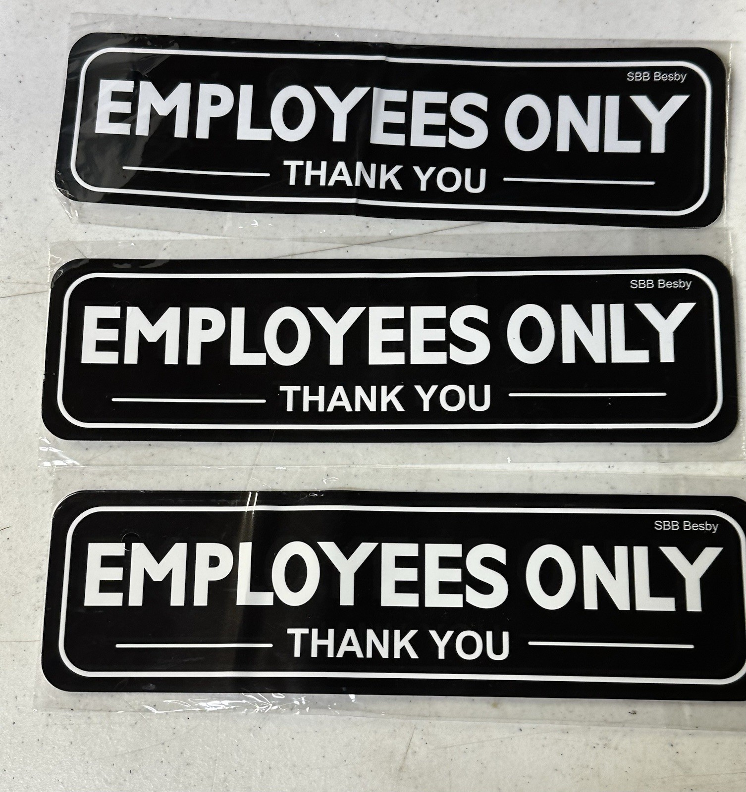 Employees Only Sign Stickers, Black 9&Prime;x2.5&Prime;, Sticker Back Strong Adhesive X3