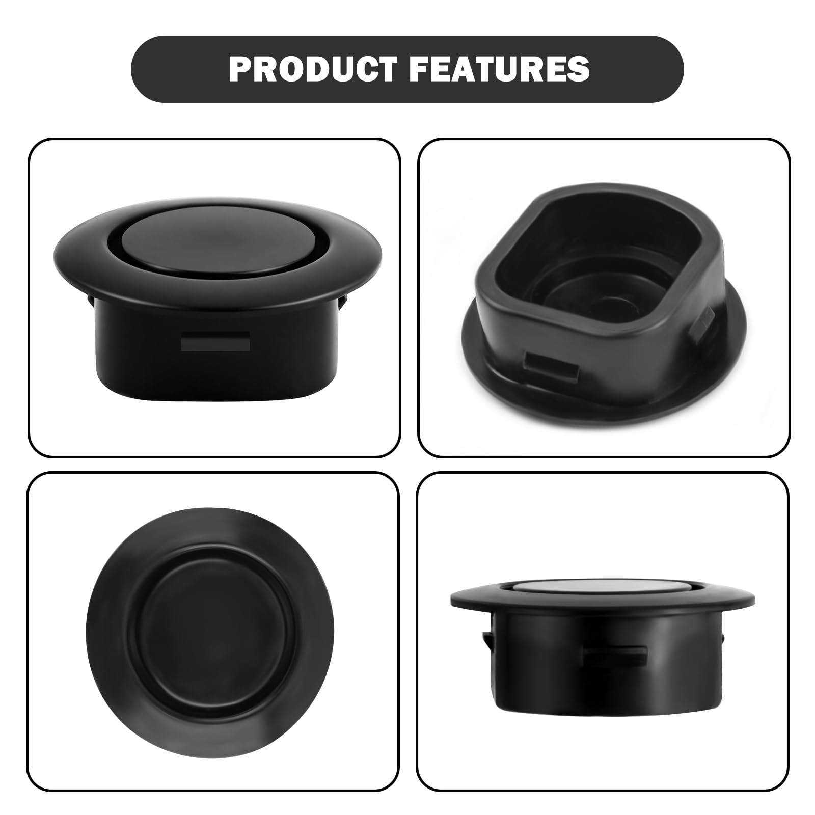10PCS Car Rear Bumper Plugs for Radar Hole,Durable 1.18×1.18×0.45 inch, Black