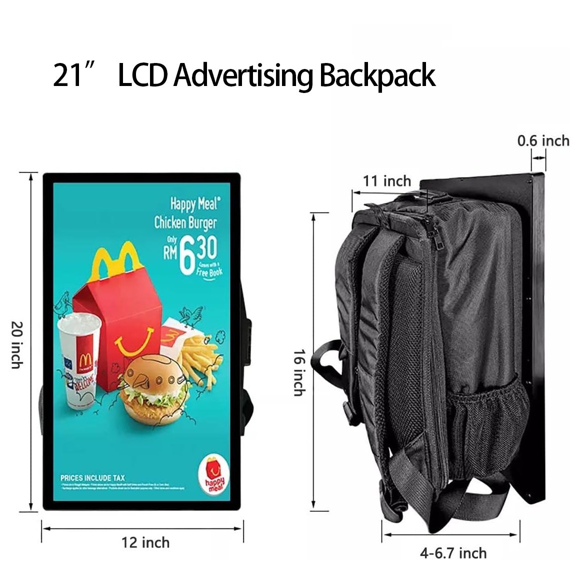 21.5&Prime; Touch Screen LCD Advertising Backpack Portable Digital Billboard Display