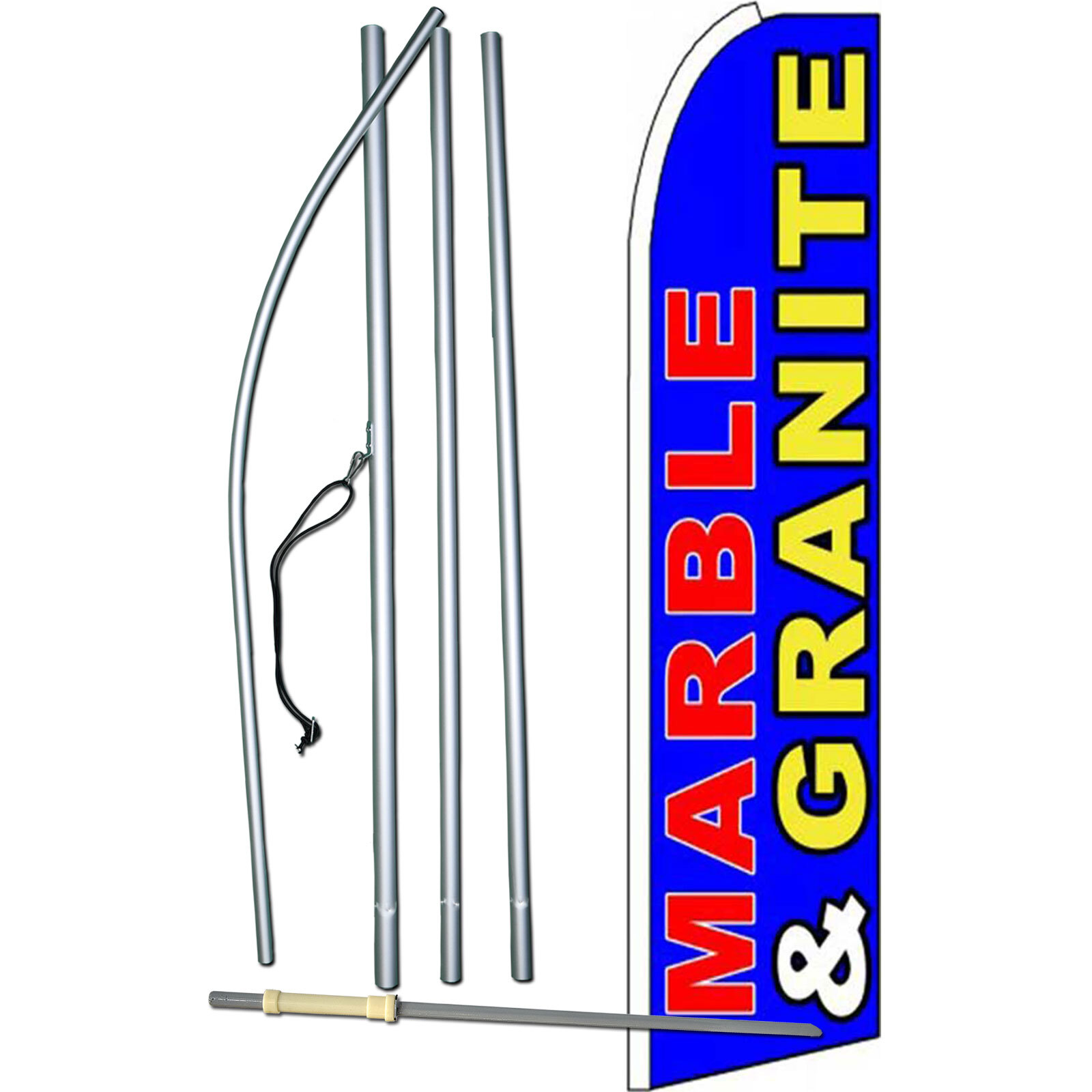 Marble & Granite Flag with Flag Pole and Spike