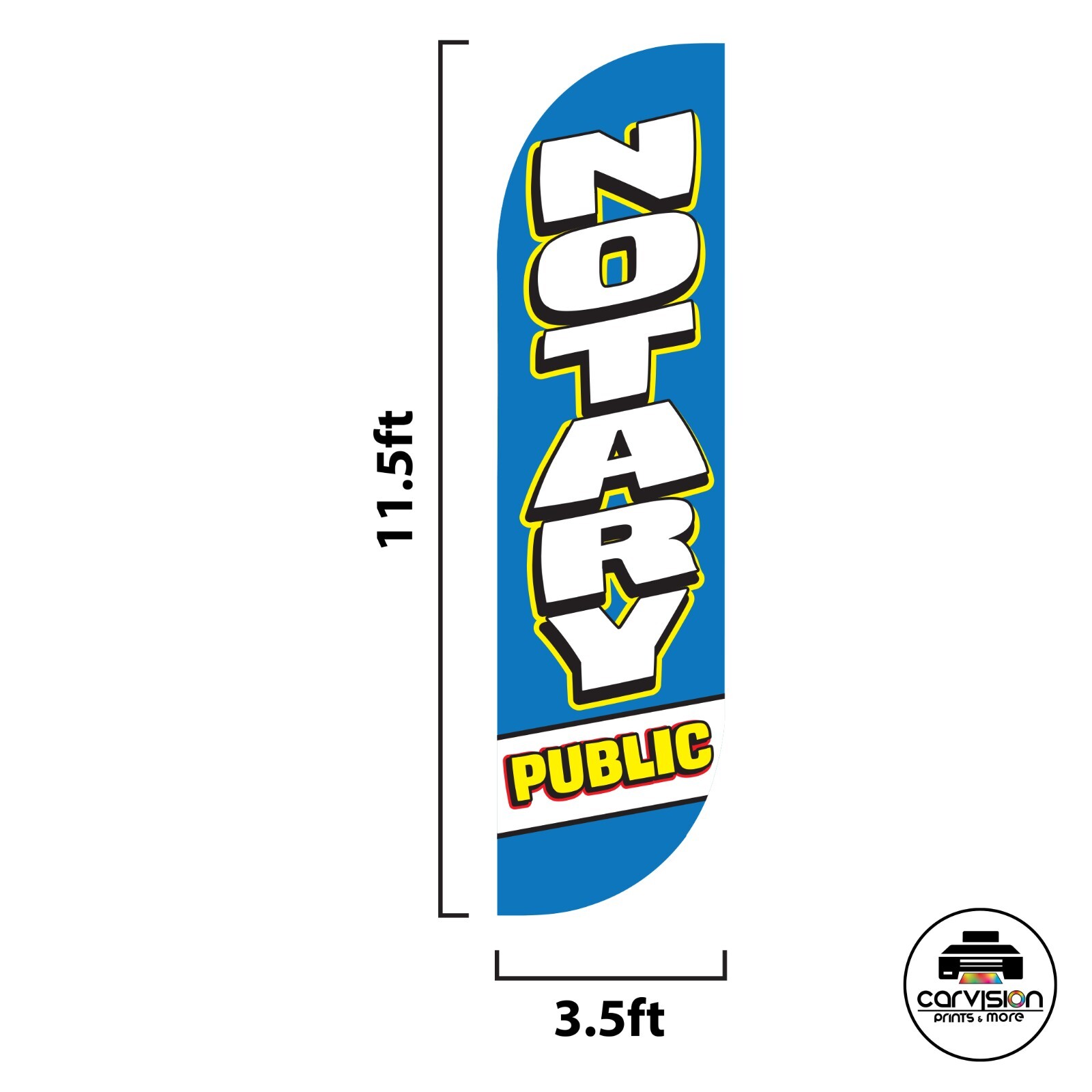 Notary Public – Blue Feather Flag 11.5ft X 3.5ft Flutter Flag **NO POLE KIT
