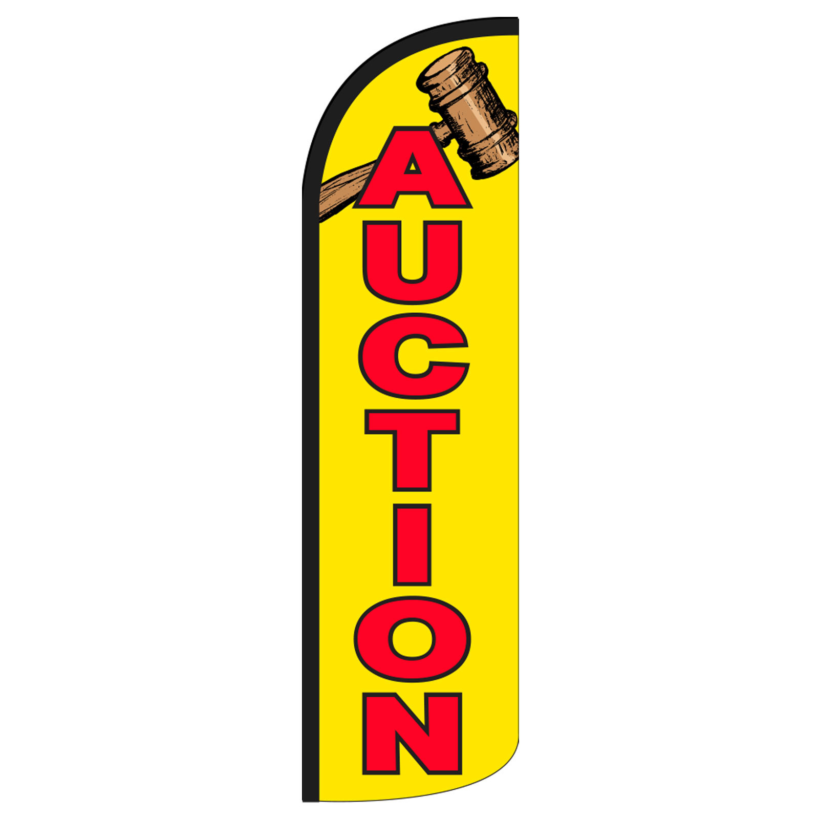 Auction Banner Flag Sign Display Kit Gavel Windless Advertising Feather