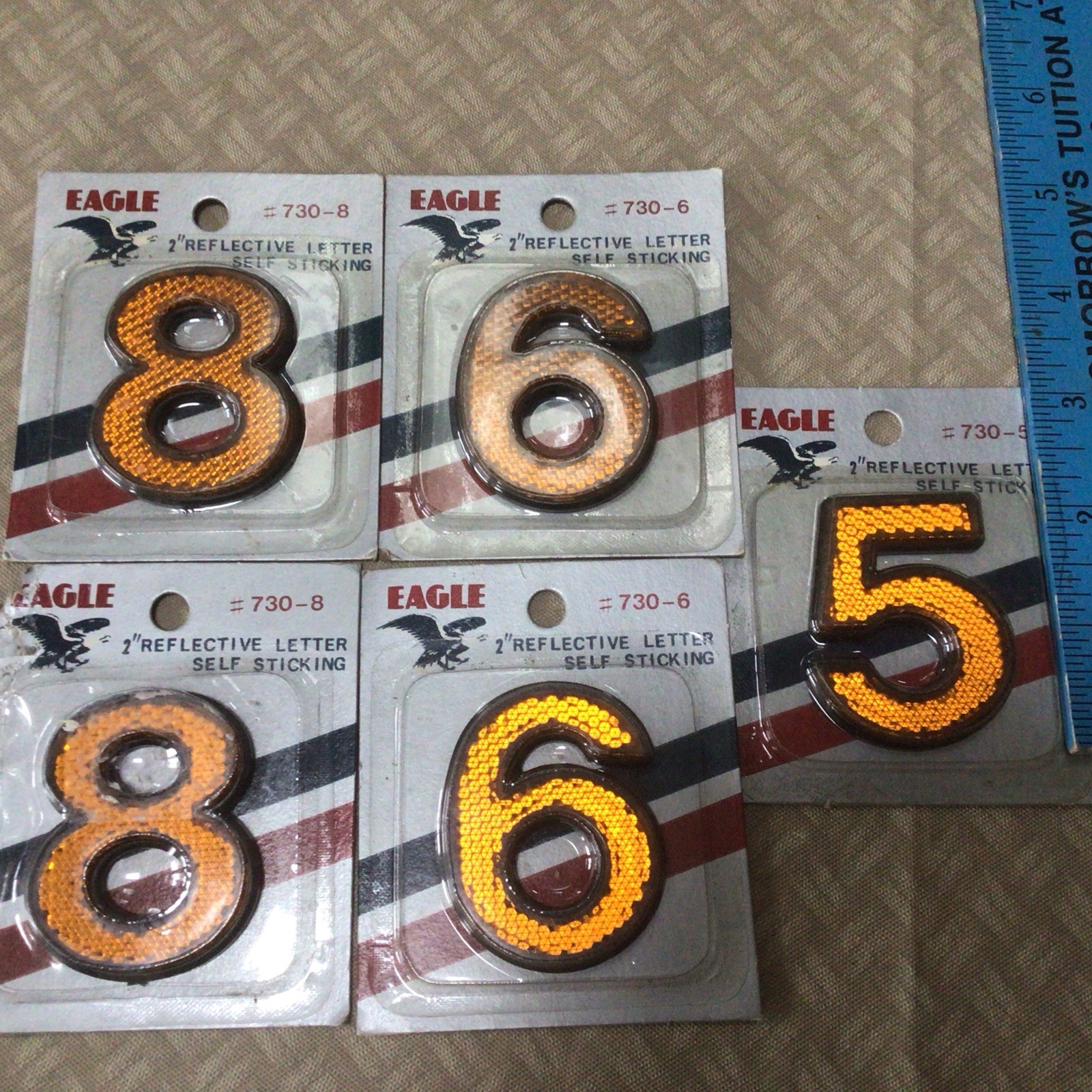 Plastic Reflective Numbers 2&Prime; Eagle Brand 2 # 8, 2# 6 & 1# 5.