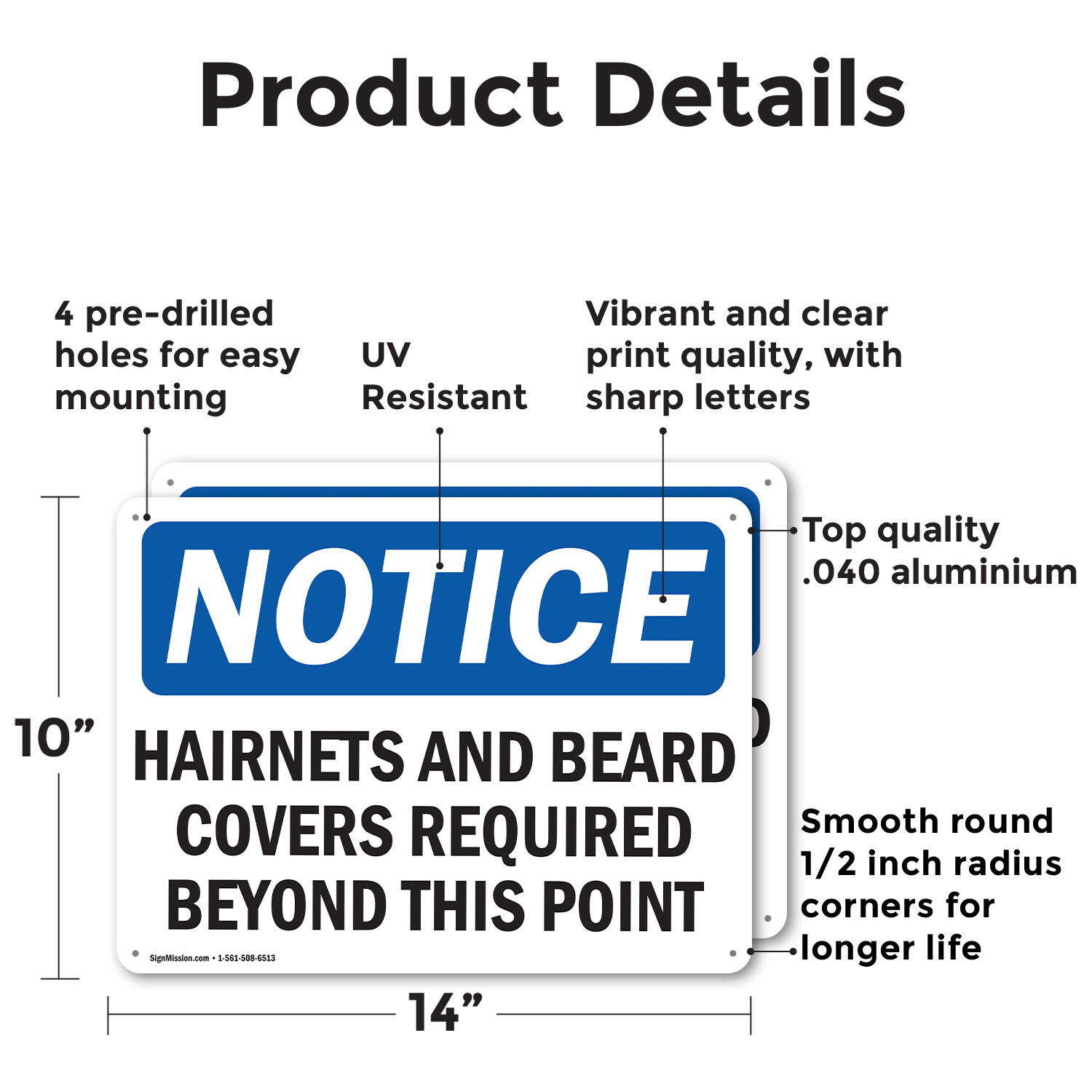 (2 Pack) Hairnets And Beard Covers Required Beyond OSHA Notice Sign Decal Metal