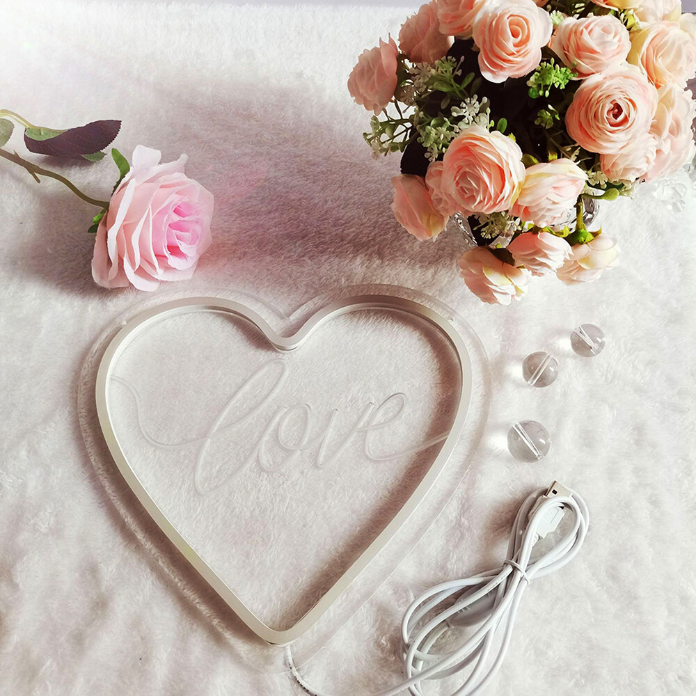 QOMOLANGMA 9.8 » X 9.4 » RedPink LED Neon Sign – Heart shape love