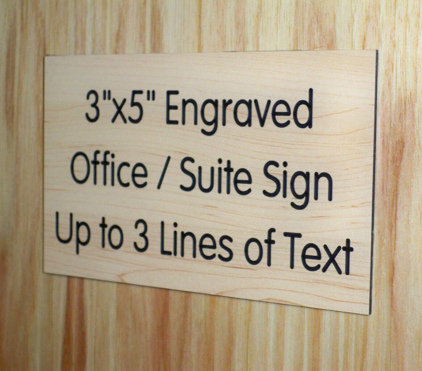 Custom Engraved 3×5 BIrch Woodgrain Plaque Sign | Add Your Wording w/ Adhesive
