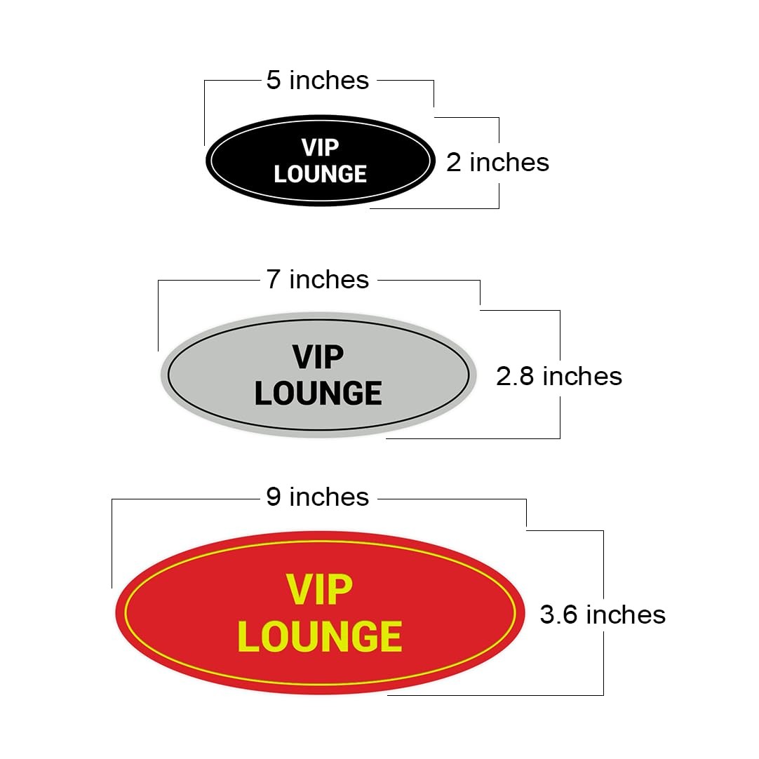 Oval VIP Lounge Door Wall Sign Black Gold Large Acrylic Plate