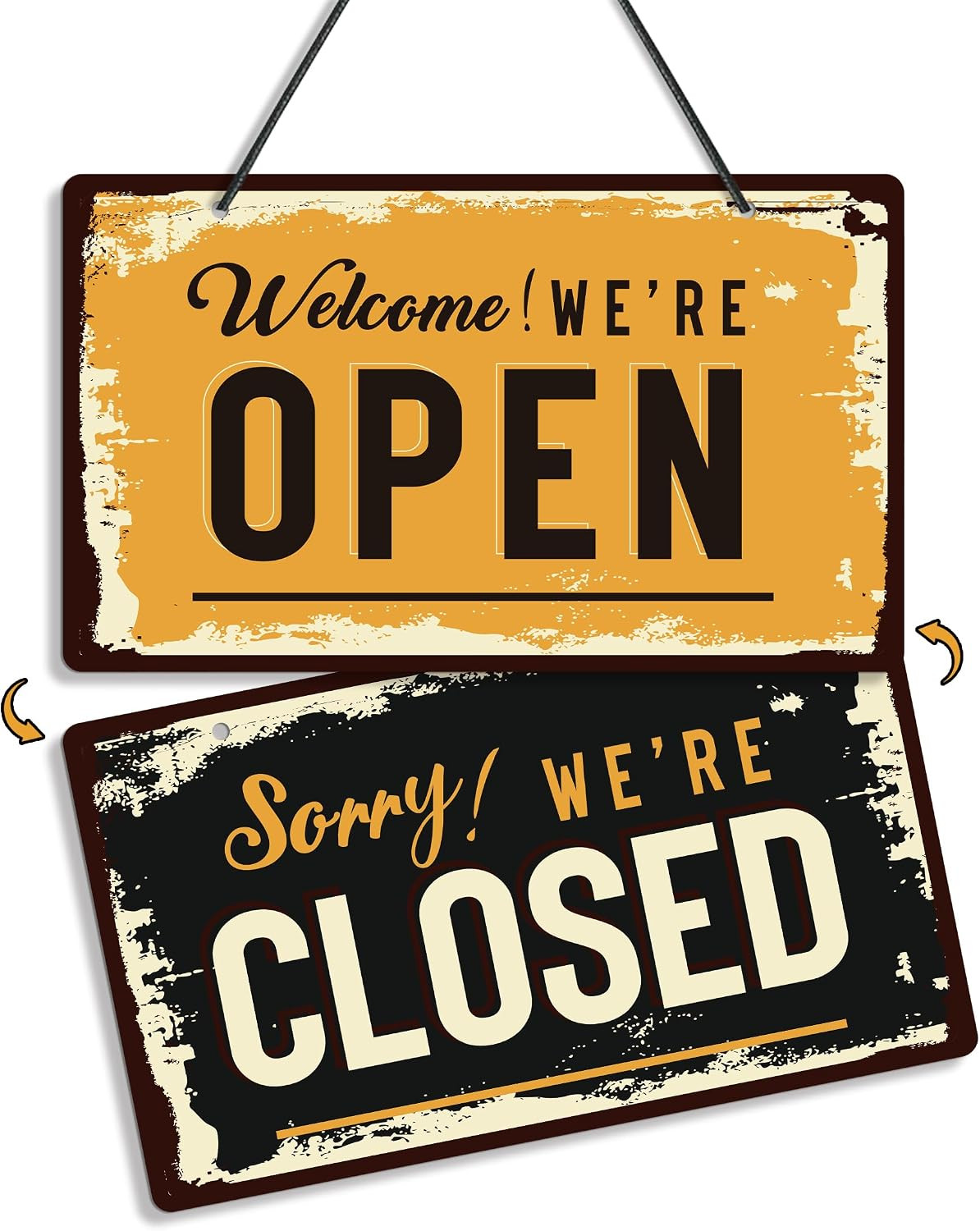 Open Closed Signs for Business, 10×5.9 Waterproof Double Sided PVC Come In or Cl
