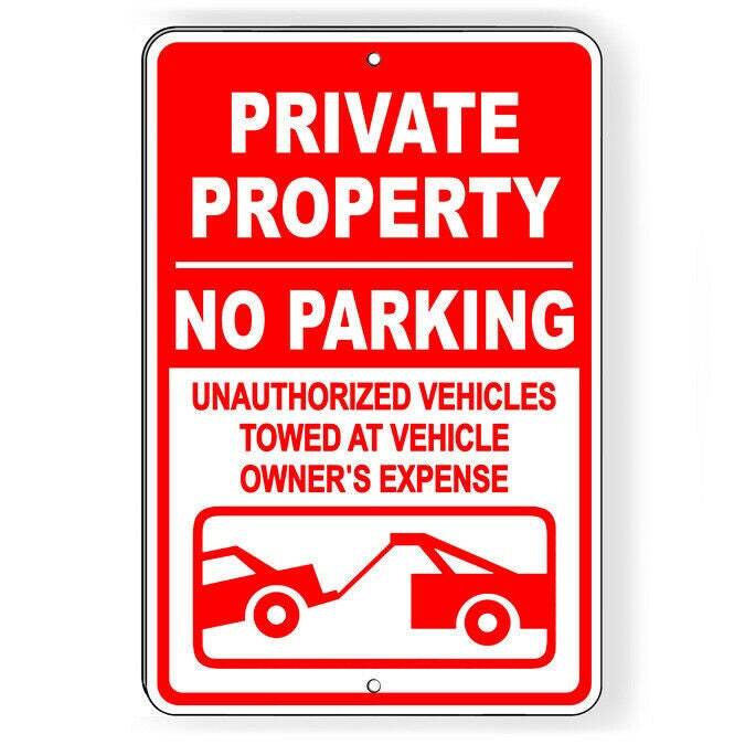 Private Property No Parking Vehicles Towed Sign / Decal Spp006 / Magnetic Sign