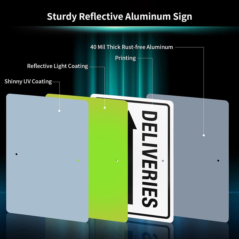12&Prime;x8&Prime; .040 Aluminum Deliveries Sign Arrow Left With 28&Prime; Stake Reflective