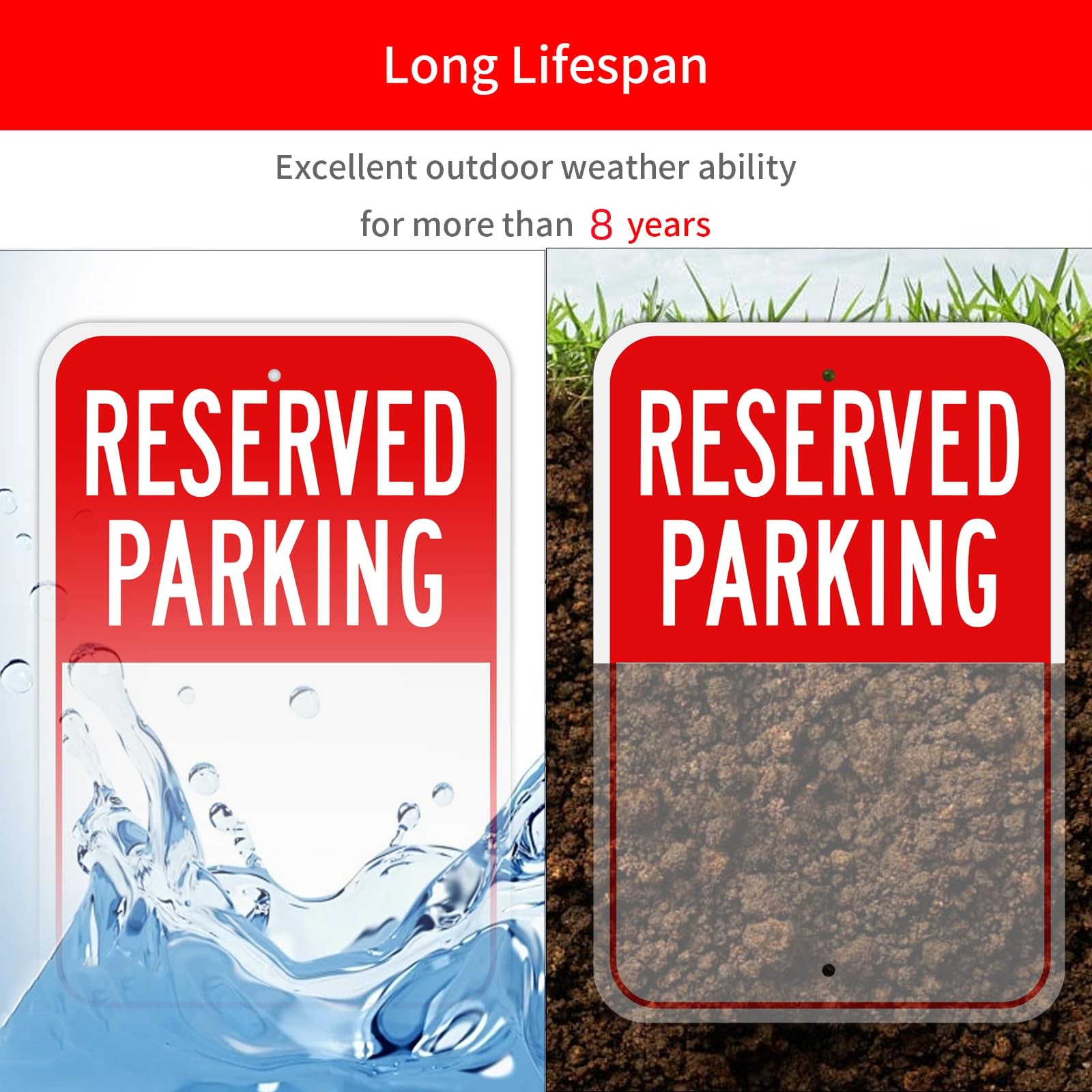 2-Pack 18×12 Inches Blank Reserved Parking Sign Rust Free Reflective Aluminum