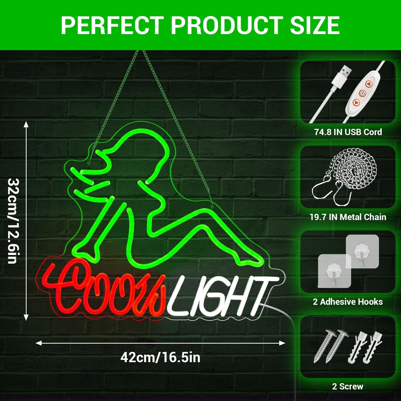 Crs Neon Sign, Beer LED Light for Man Cave Bar Decor Green Lady Neon Lights f…