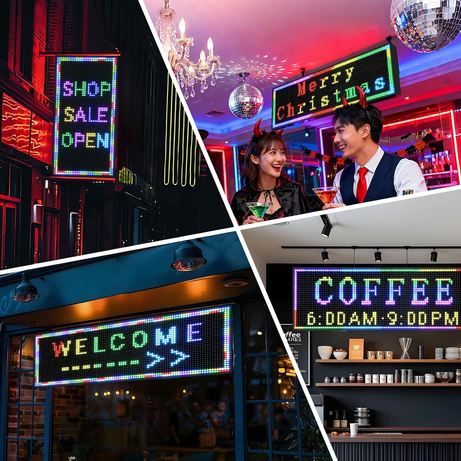 P10 Open Scrolling LED Sign, 39&Prime;X14&Prime; Programmable Digital Message Board, IP65 Wa