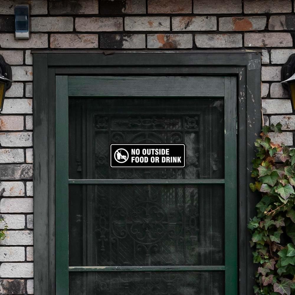 Standard No Outside Food Or Drink Door/Wall Sign – Black – Medium 2-3/4&Prime; X 7&Prime;