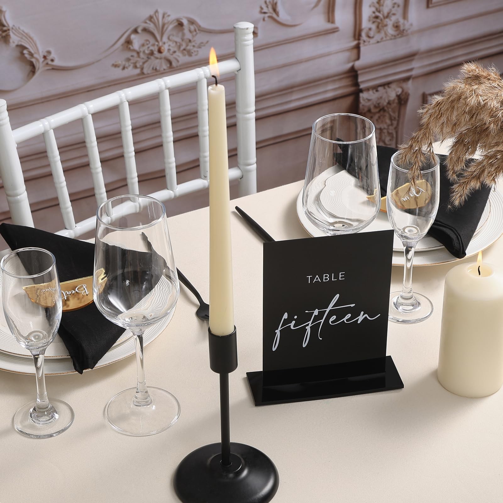 5×7 Inch Black Double Sided Acrylic Wedding Table Numbers 120 Stands