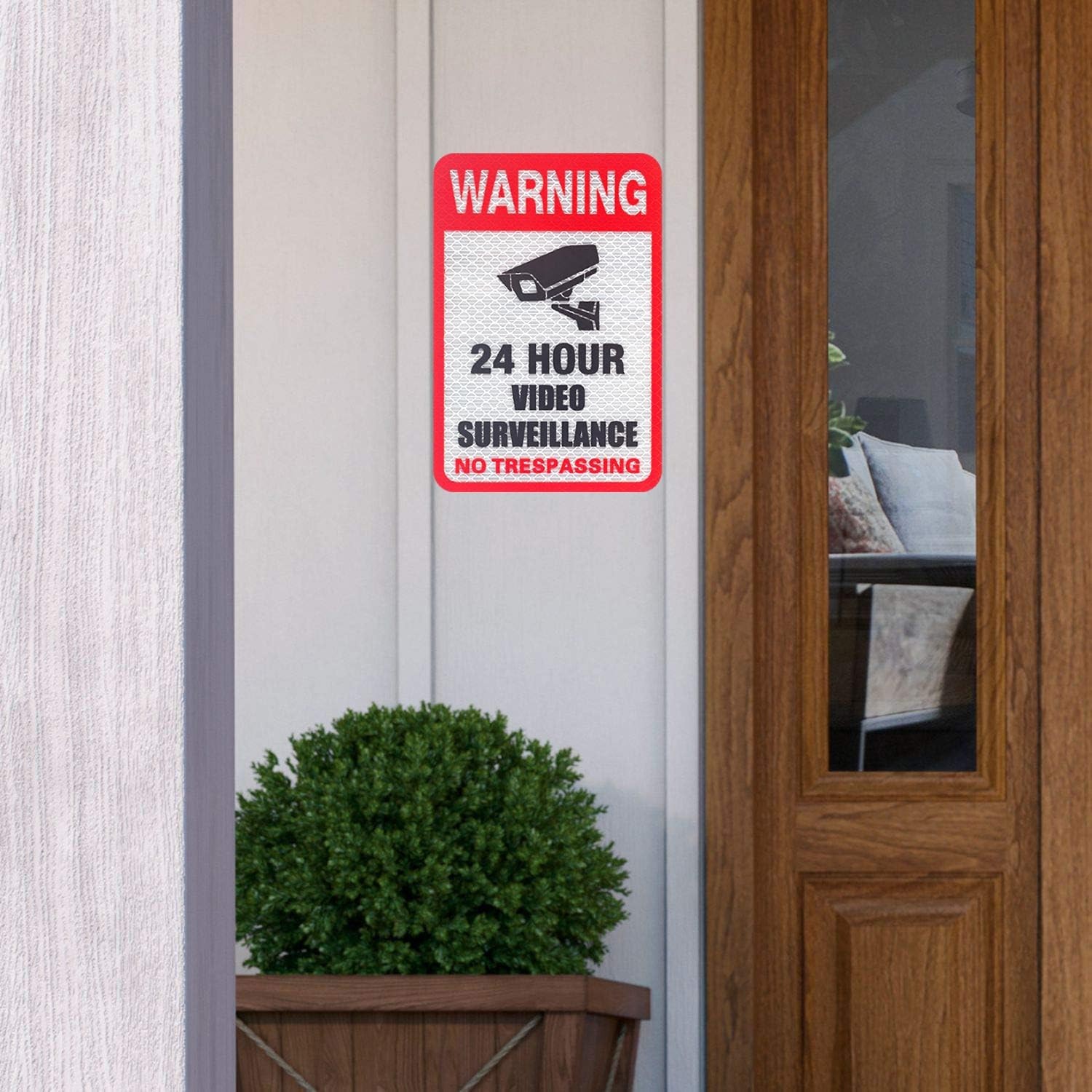 5 Pack Video Surveillance Sign Reflective Sticker Decal Self Adhesive 5.9&Prime; x 4&Prime;,