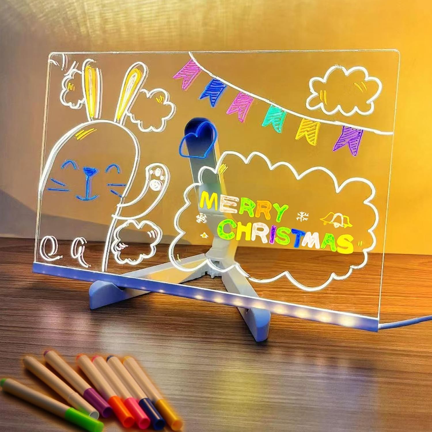 LED Note Board with Colorful Pens, Acrylic Dry Erase Light Up Writing Board, …