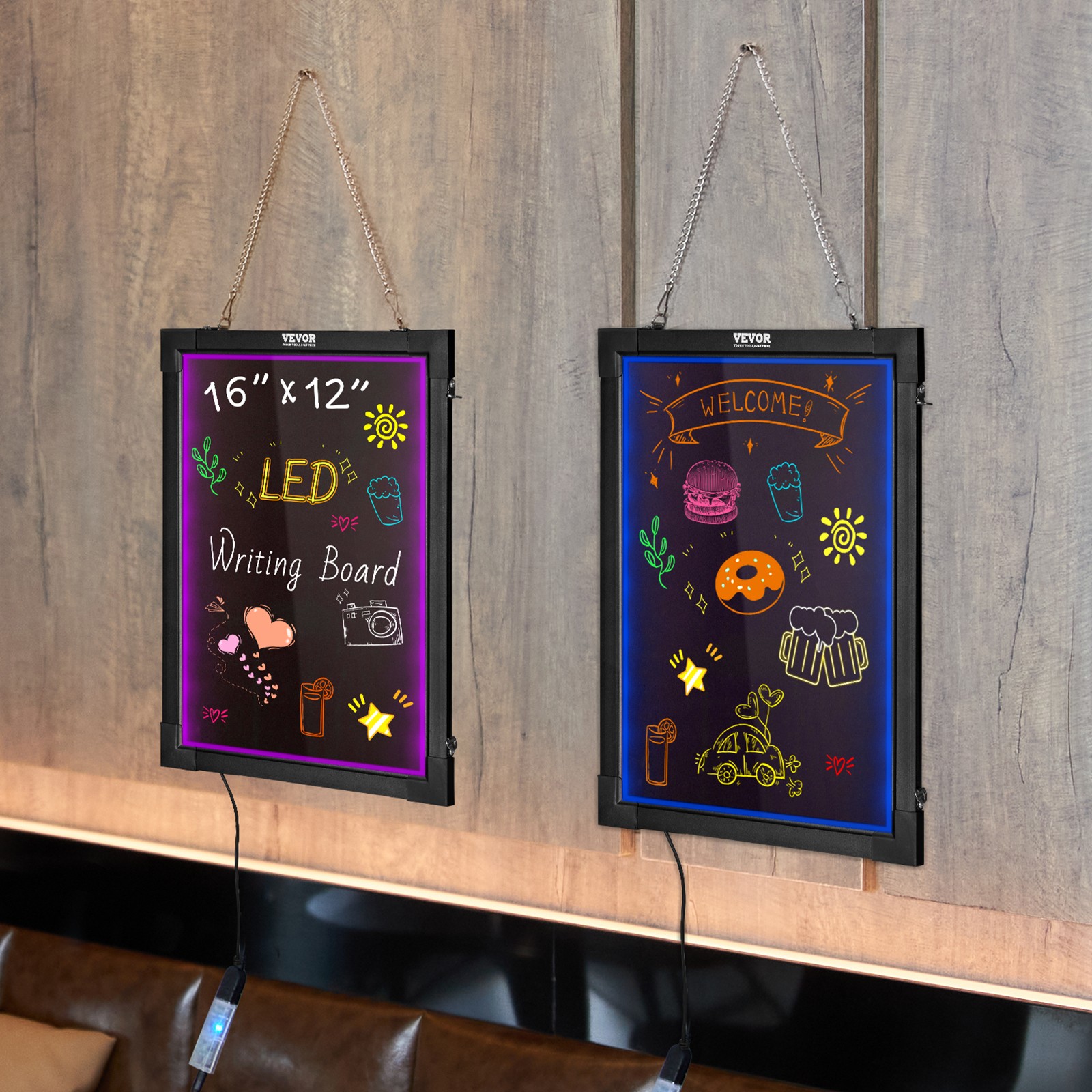 VEVOR LED Message Writing Board 16&Prime;x12&Prime; Illuminated Erasable Lighted Chalkboard