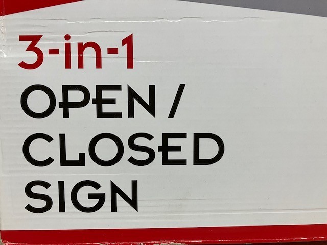 Open Close for Business Sign, 3 in 1, Cosco, 3/4 inch changeable characters