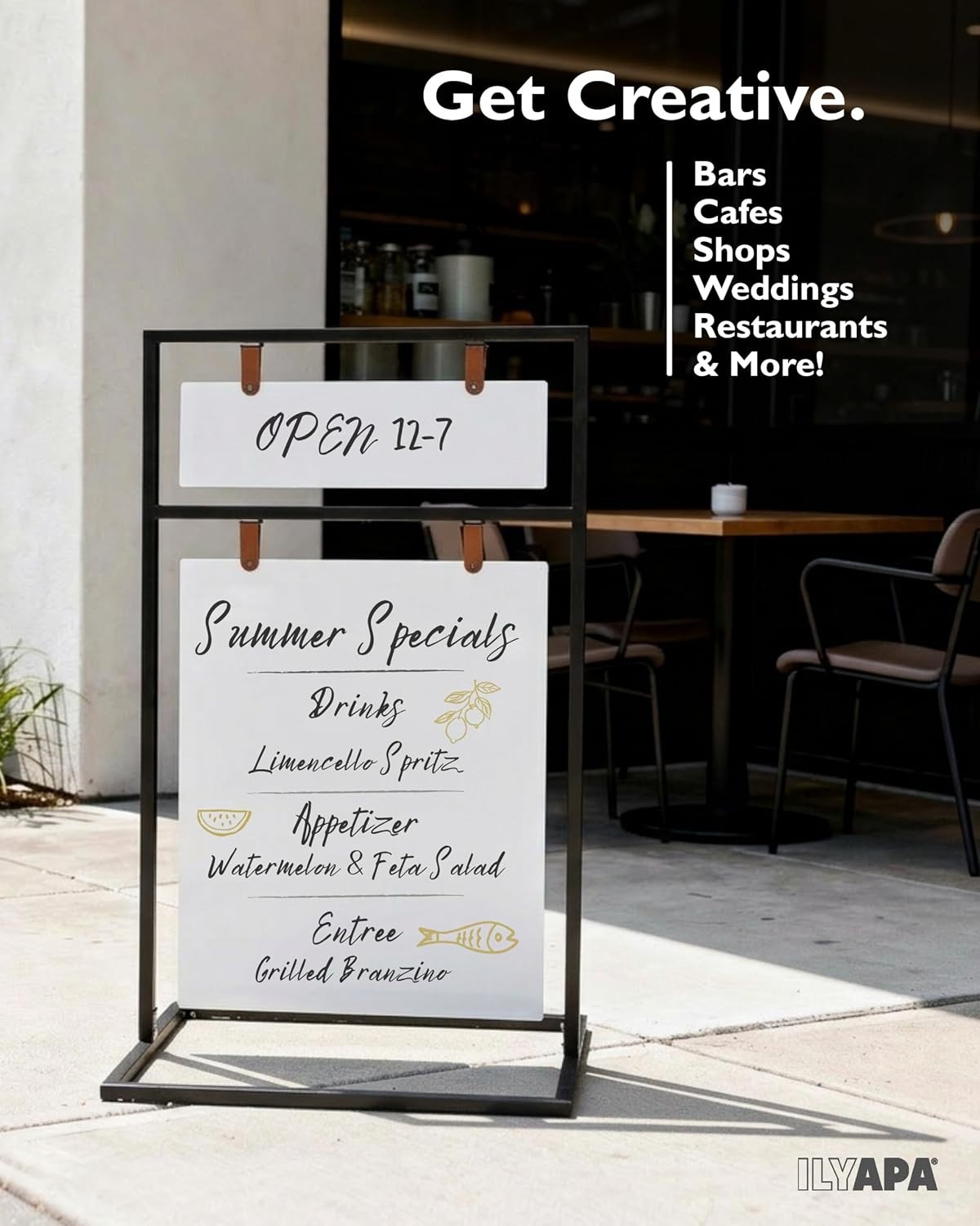 Ilyapa Double-Sided Metal Swinging Sidewalk Sign 24&Prime; x 42&Prime; Magnetic Board